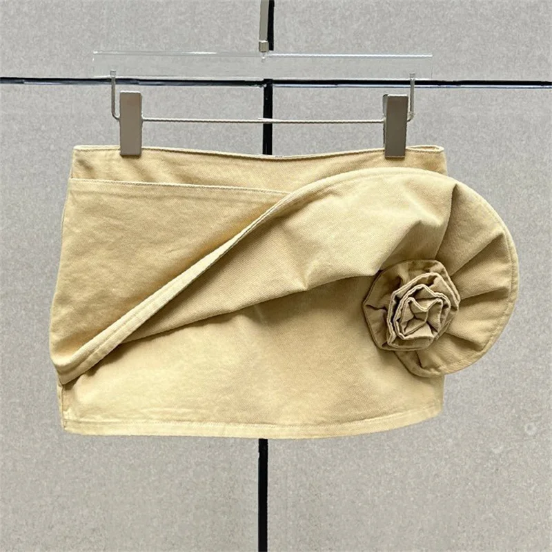 

Women's skirt New 3D flower decoration mini skirt for summer 2025 Low waist slim fit short skirt pure cotton women's half skirt