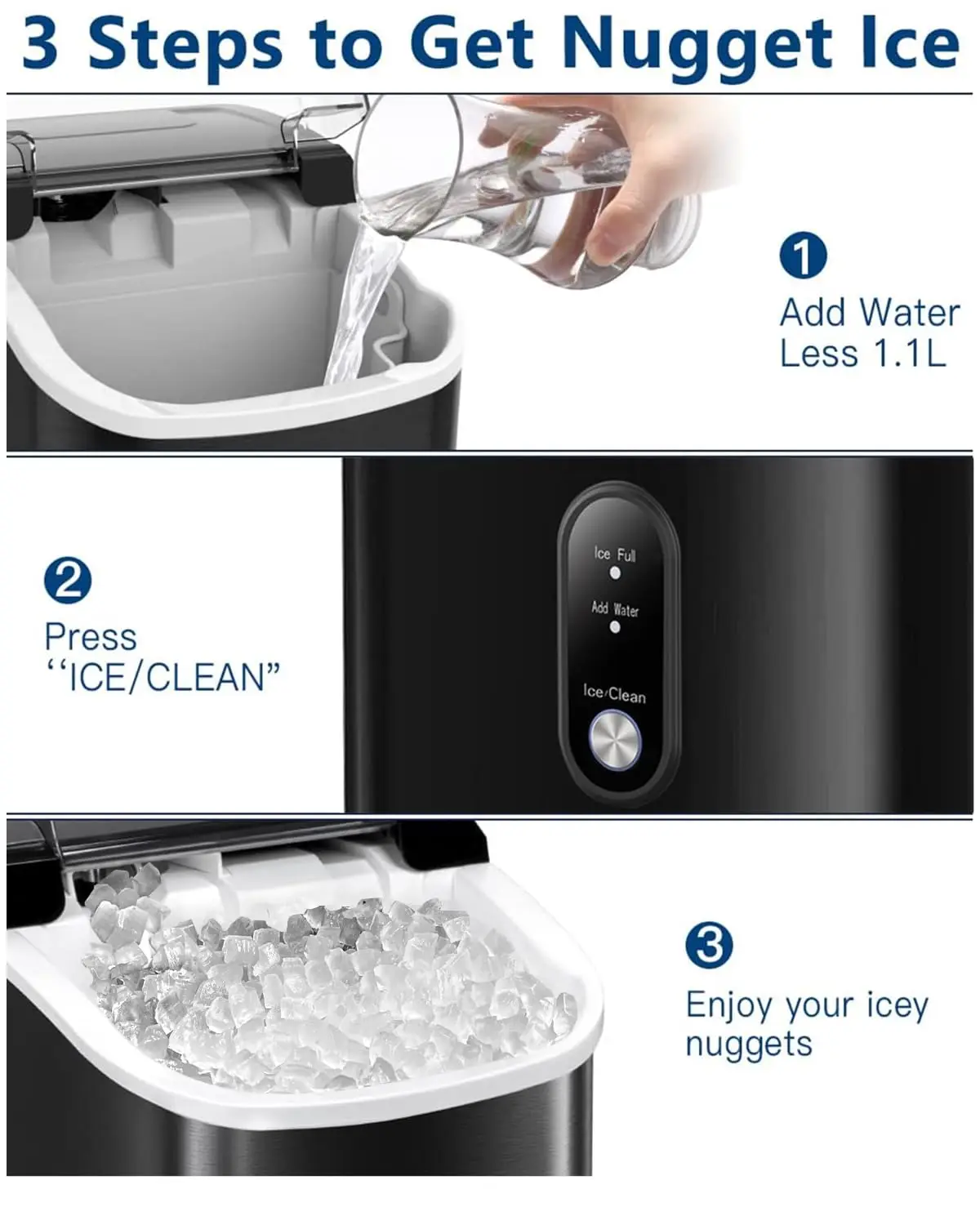 lbs/Day,Portable Crushed Ice Machine,Self Cleaning with One-Click Design & Removable Top Cov