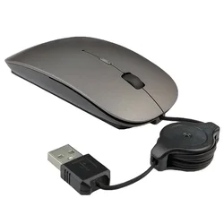 Souris filaire télescopique pour ordinateur portable, souris optique USB muette, jeux de bureau