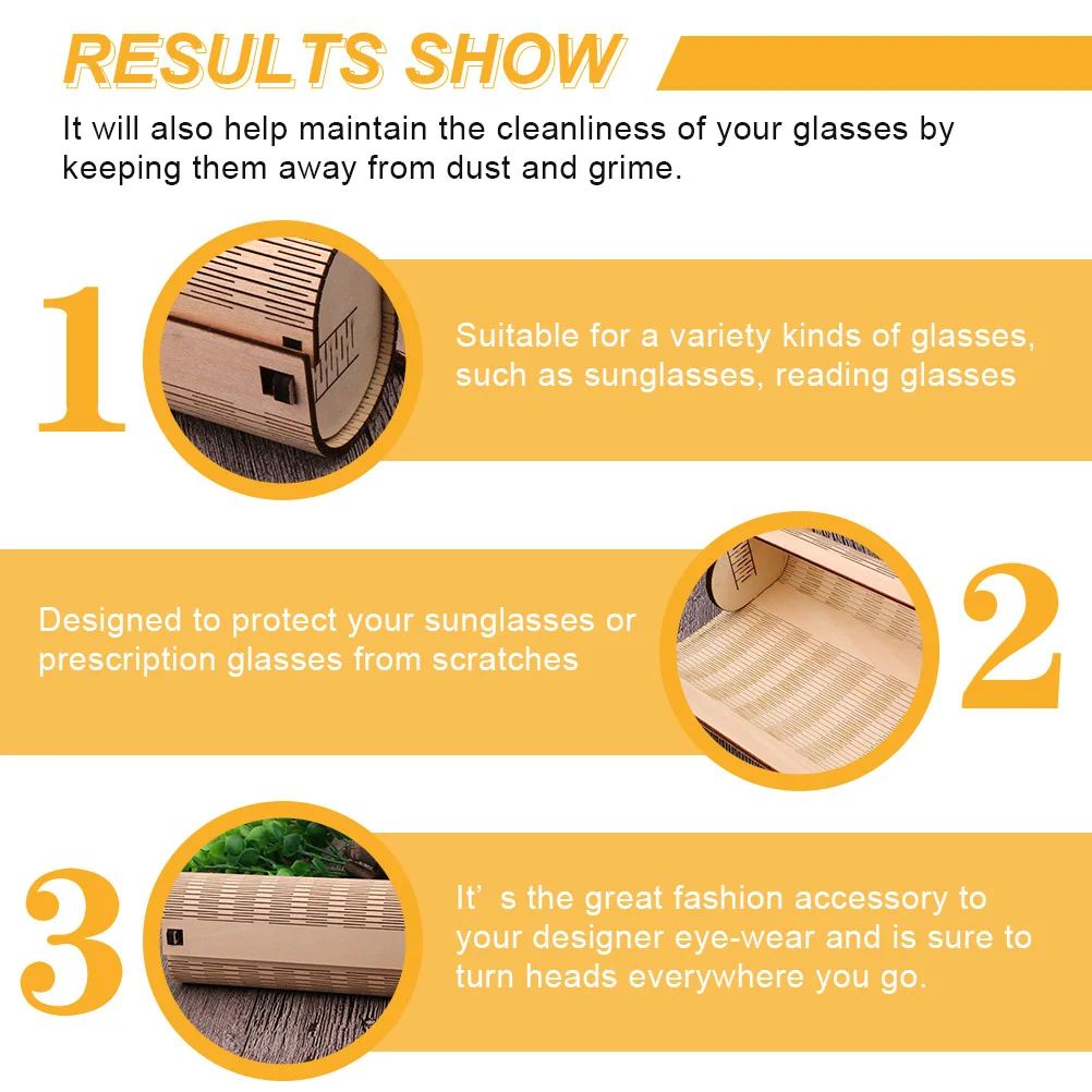 

Glasses Container Wooden Storage Box Durable Case for Travel and Work Protects Sunglasses Reading Sports Eyewear