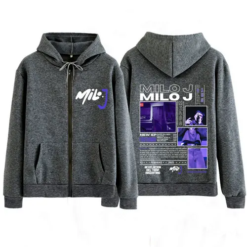 Imagen 2 del producto Rapero Milo J 166 álbum 2025 Tour Merch cremallera Sudadera con capucha hombres mujeres moda sudadera suelta de manga larga chaqueta con cremallera de alta calidad