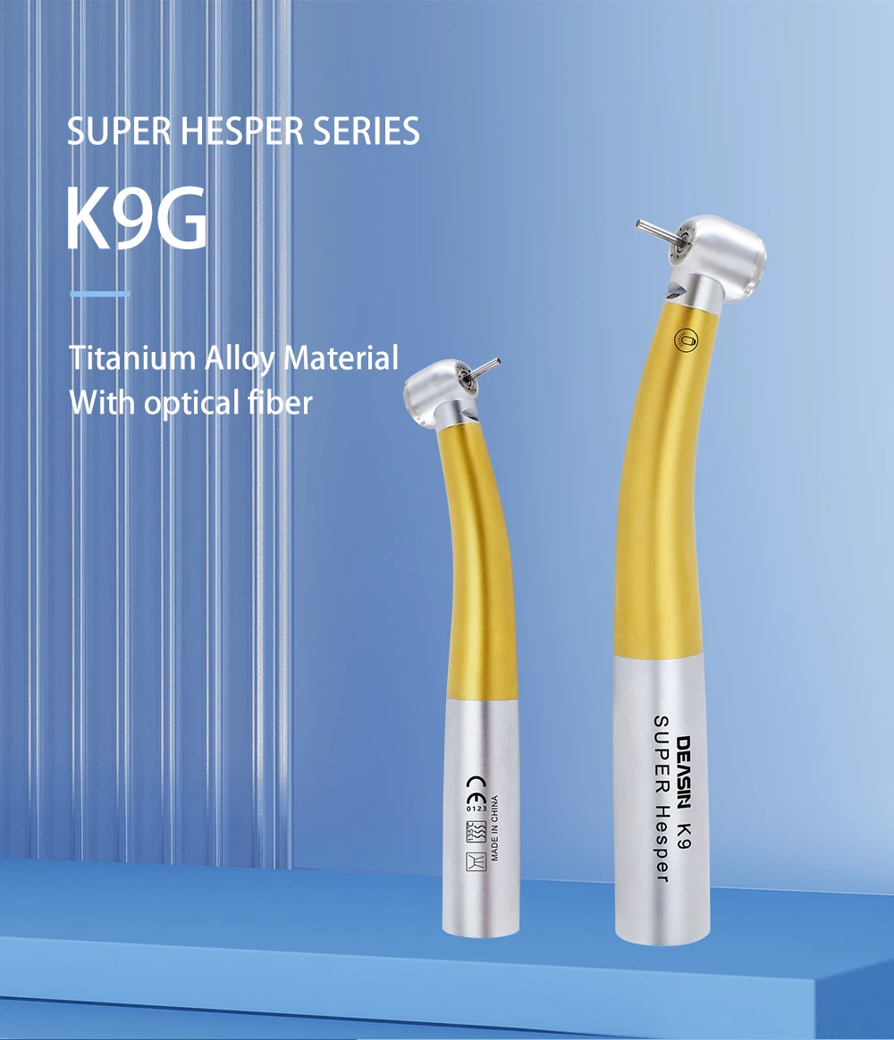 DEASIN Golden Dental Faseroptik Hochgeschwindigkeits-Keramiklager-Handstück Luftturbinen-Drehmomentkopf Druckknopfkopf für K-Kupplung – Detail 1