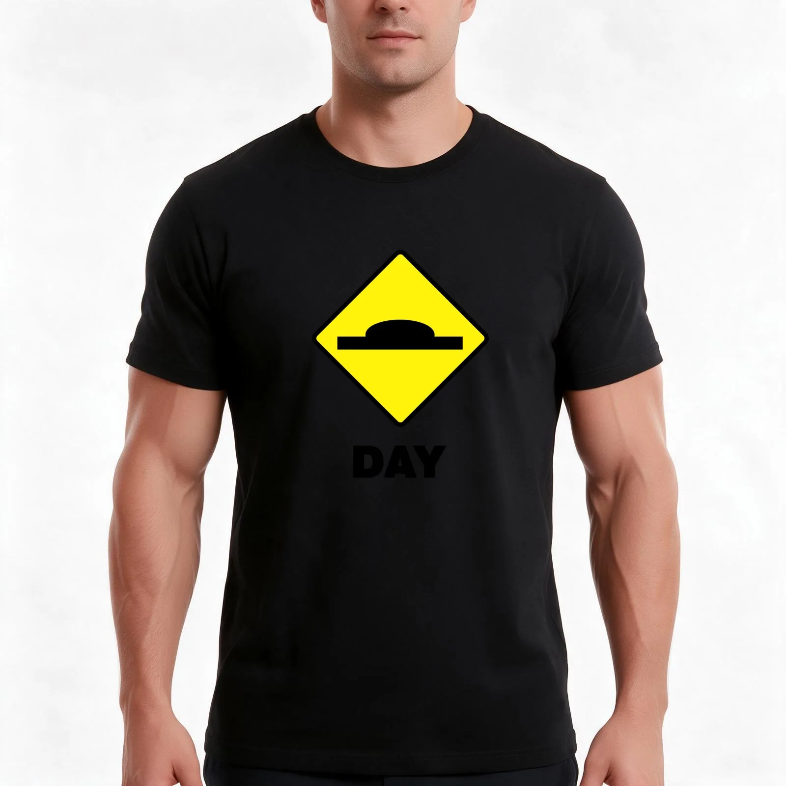 Hump Day Yellow and Black Sign T-Shirt, Summer Casual Cotton Tee, Oversized Streetwear Tops, Vintage Graphic Print, 100% Cotton