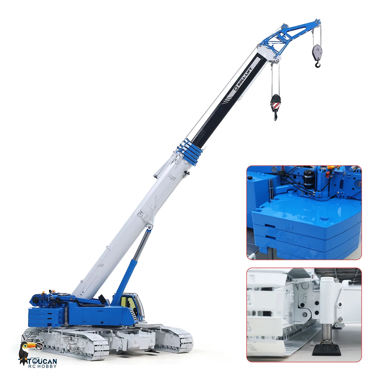 Toy Eyewhale 1/141220 RC Hoist Metal Controlled Hydraulic Telescopic Crawler Crane Truck 10-way Valves Model 5D Joystick Machine