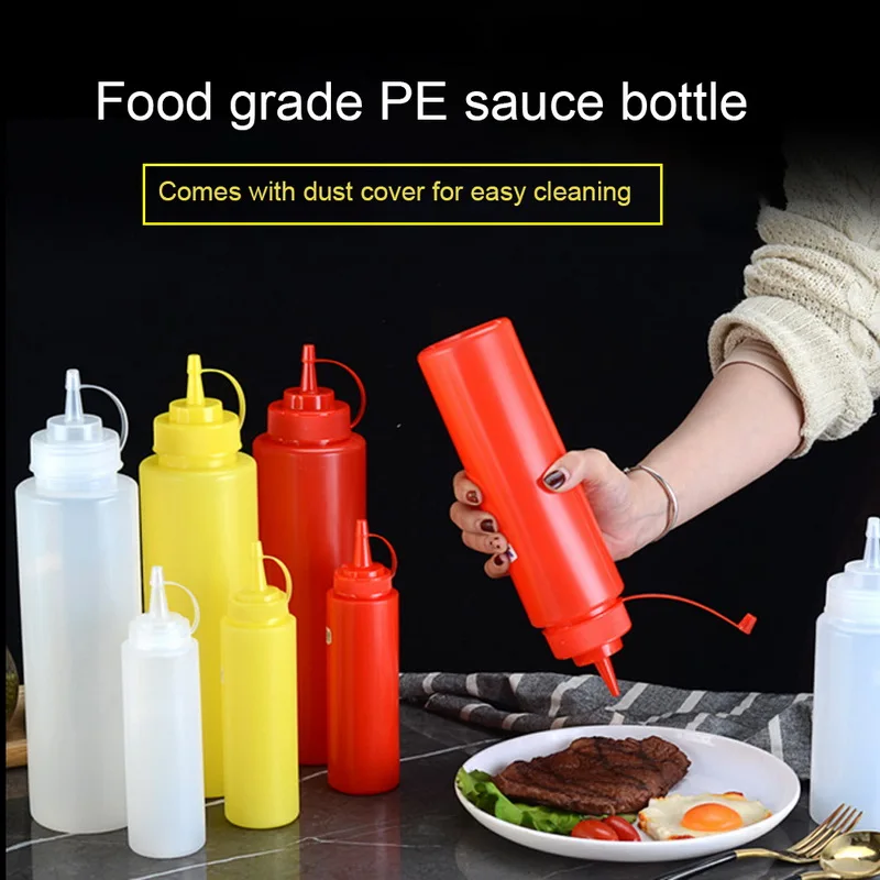 250/800ml Sauce Vinegar Oil Ketchup Gravy Cruet Kitchen Accessories  Boat Plastic Condiment Dispenser 8oz Squeeze Bottle