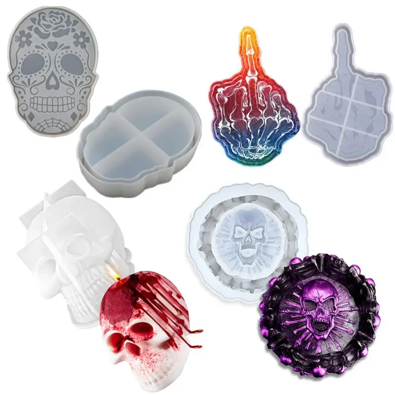 

Halloween Silicone Skull Head Molds,Silicone Molds for Resin, Soap, Clay, Candle Wax Casting, Halloween Home Decoration 2024