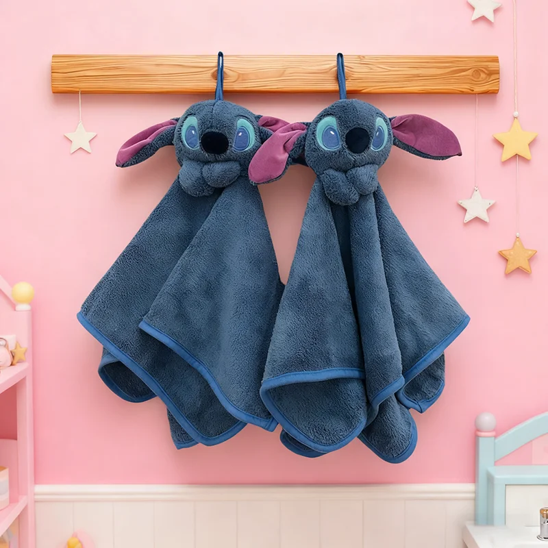 

Stitch Hand Towel Cute Absorbent Towel Household Quick-Drying Durable Bathroom Kitchen Thickened Coral Velvet Hanging Towel Gift