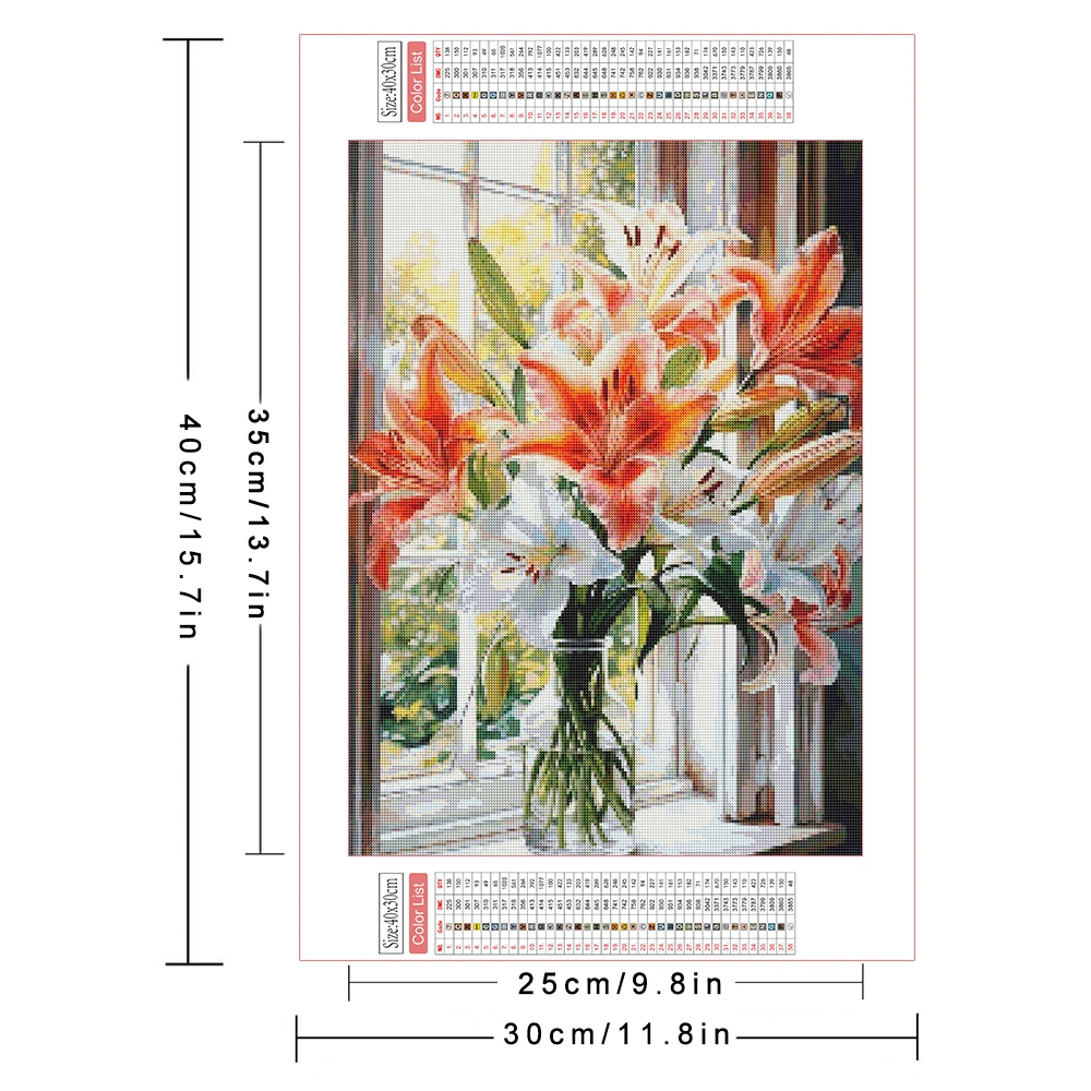 AZQSD Diamond Painting Lily Flower Home Decor Embroidery Floral 30x40cm Full Round Drill Picture Of Rhinestones Needlework