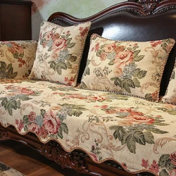 European Style Sofa Cover Retro Luxury Embroidery Sofa Cover For Living Room Jacquard Fabric Non Slip Furniture Cover Home Decor