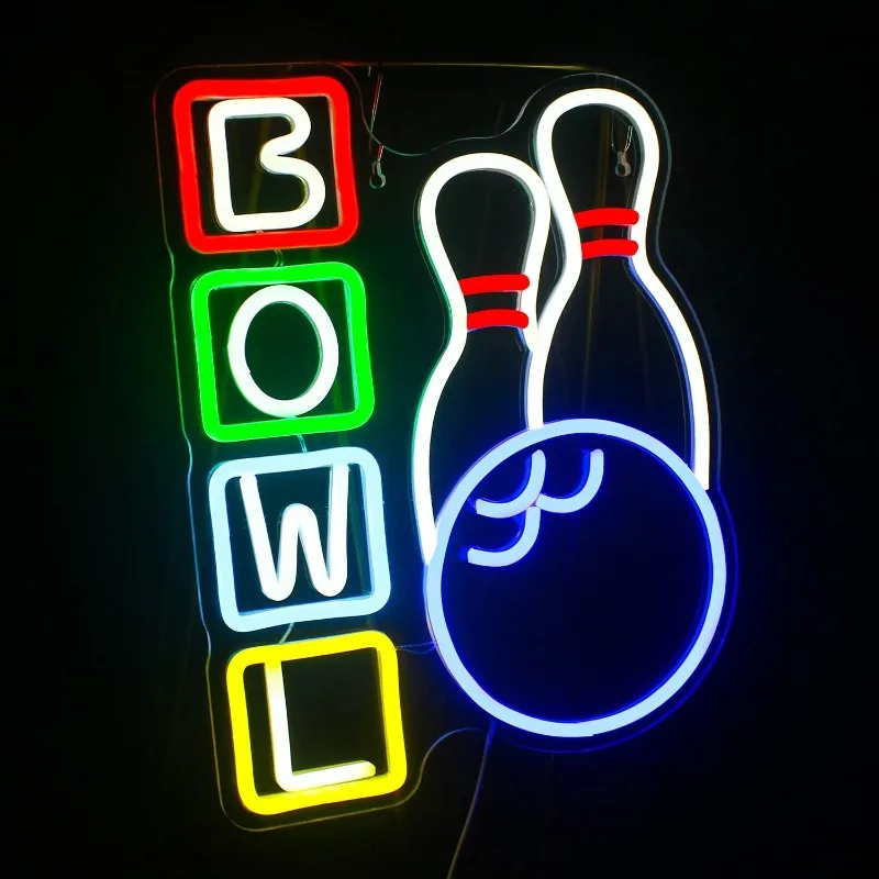 XM Bowling Neon, Wall Decorations, Bowling, Bar Club Parties, USB-powered LED Signs for Home Wall Decorations, Bowling Clubs