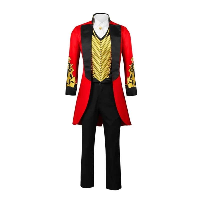

qq 123Movie Great Showman Cosplay Costume Adult Red Coat Shirt Pants Fulll Set Circus King Barnum Role Play Suit Hallowee