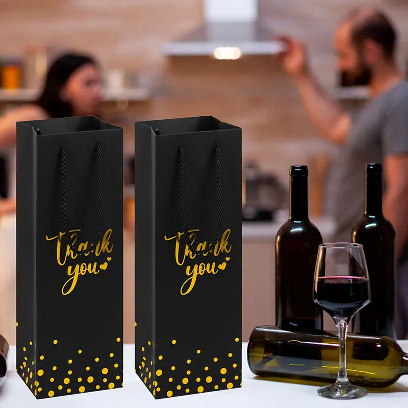 2/4/8 حزمة حقيبة هدايا النبيذ الشمبانيا شكرا لك، الزفاف، عيد الميلاد، عيد الميلاد ورأس السنة الجديدة هدية لوازم الحفلات