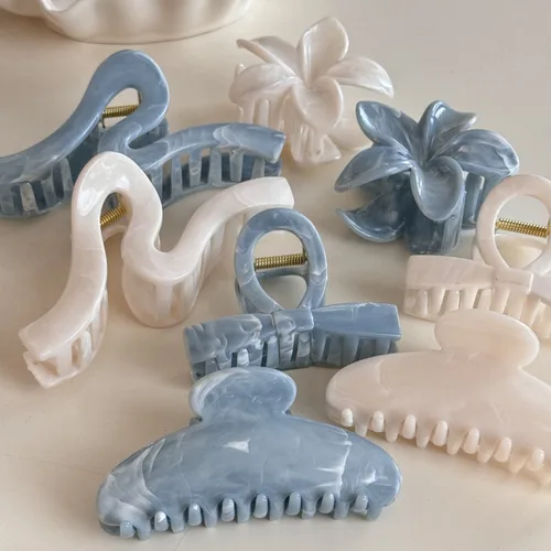 Imagen 2 del producto Horquilla con textura de tinta para mujer, horquilla con sentido avanzado, horquilla para la parte posterior de la cabeza, clip de tiburón con volumen de pelo grande, accesorios para el cabello