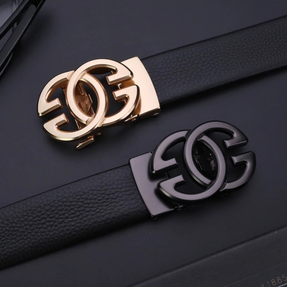 New Business Men's Belt Leisure Fashion Luxury Designer Brand Automatic G-Button Women's Belt Jeans Men's Belt