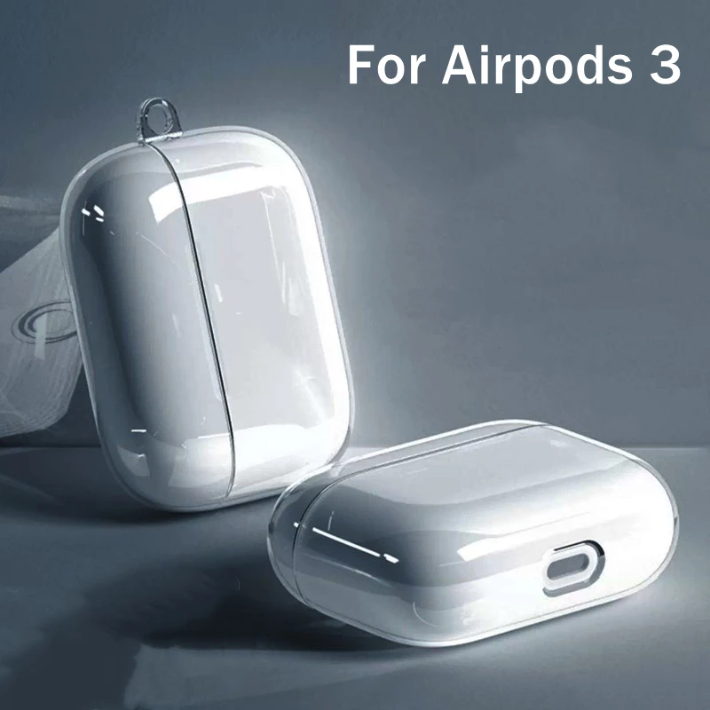 Pods3 Silicone Case For Airpods 3 Soft Protective Cover HD Transparent Case Anti-knock Cover Shell with Holder Clip For AirPod 3