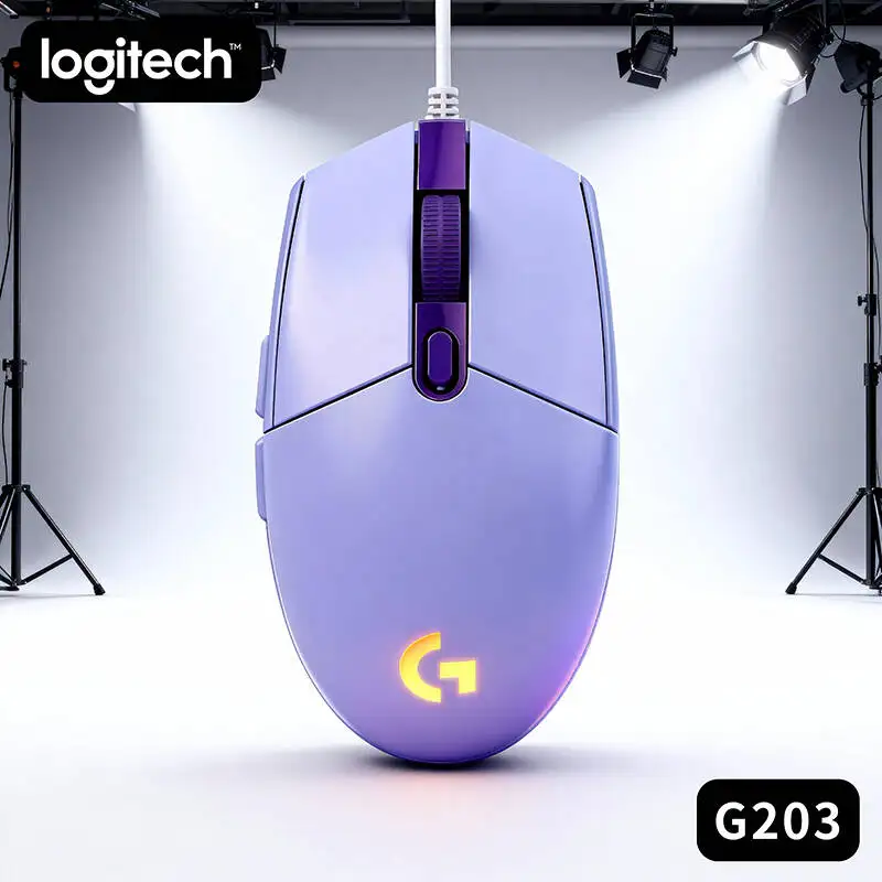 

New Arrival Logitech G203 Wired RGB Mouse, Adjustable DPI from 200 to 8000, Mechanical Switches, Braided USB Cable
