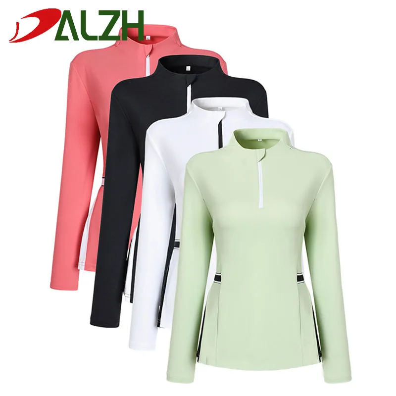 

2024 Stretch Lady Autumn Long-sleeved Polo Shirt Tops Sports Silky Smooth Jersey Anti-Pilling Golf Homme Wear for Women Apparel