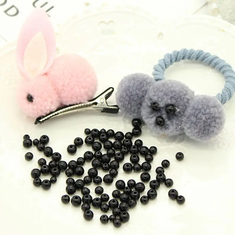 Perles sécurité noires pour yeux poupée, 100 pièces, 3-12mm, perles à coudre pour bricolage, jouets en peluche ours