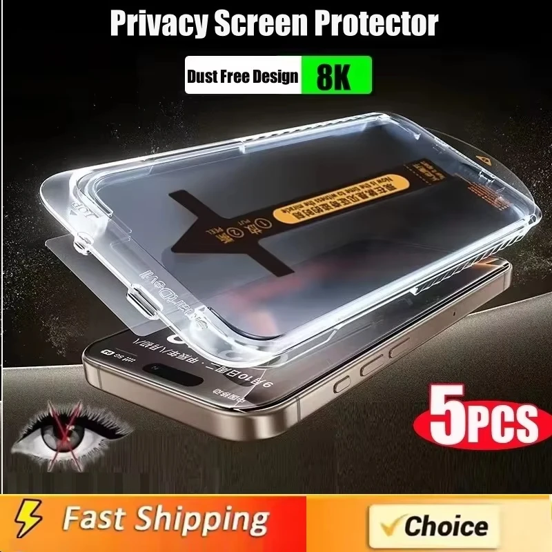 

1-5 шт., легко устанавливаемая закаленная стекло для iPhone 13 11 17 Pro Max Air 16 15 14 Plus 12 X XR XsMax, противошпионская защитная пленка для экрана