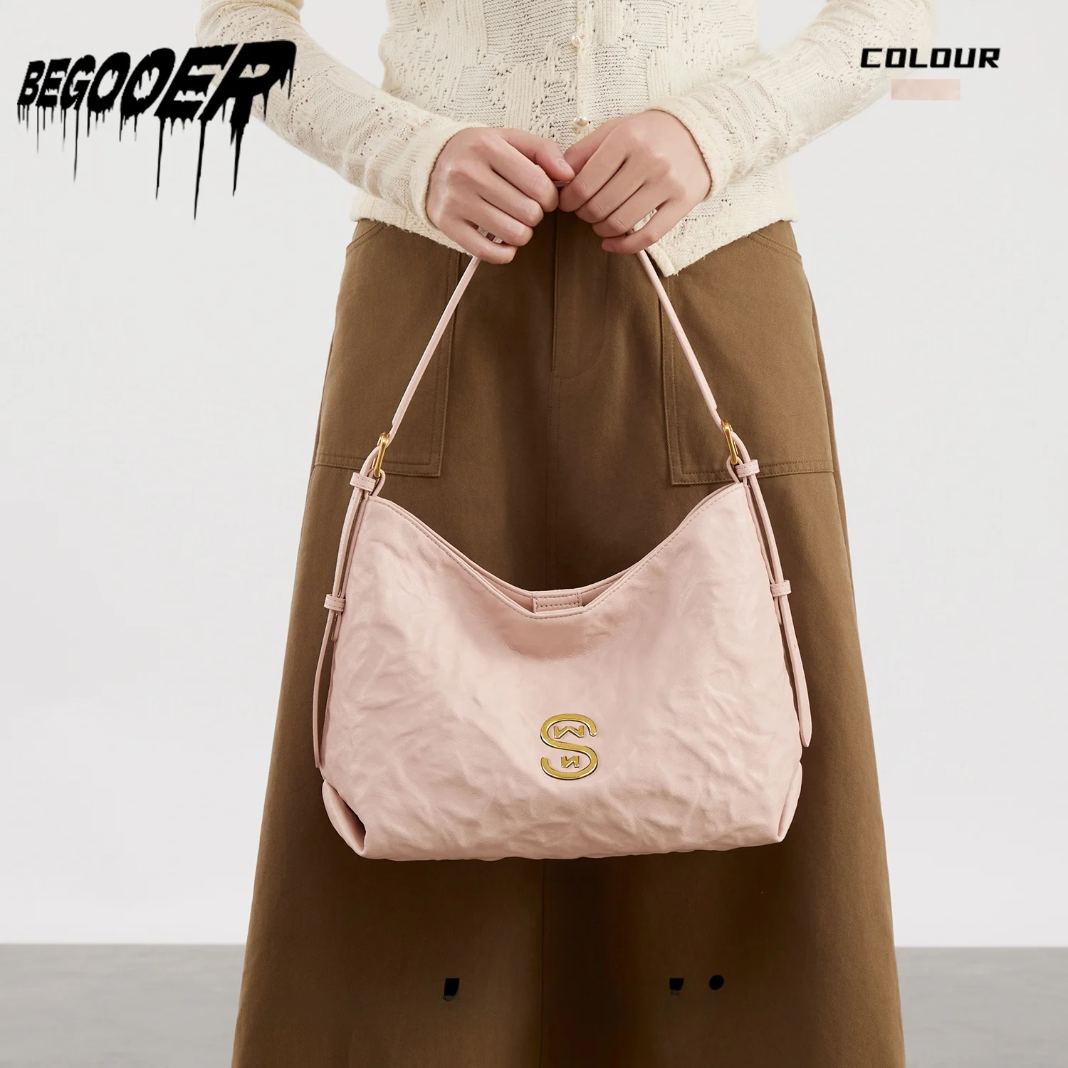 

BEGOOER Summer Commute Large Capacity Fashion Tote Bag Women's Single Shoulder Bag Handbag Polyester Zinc Alloy Hardware