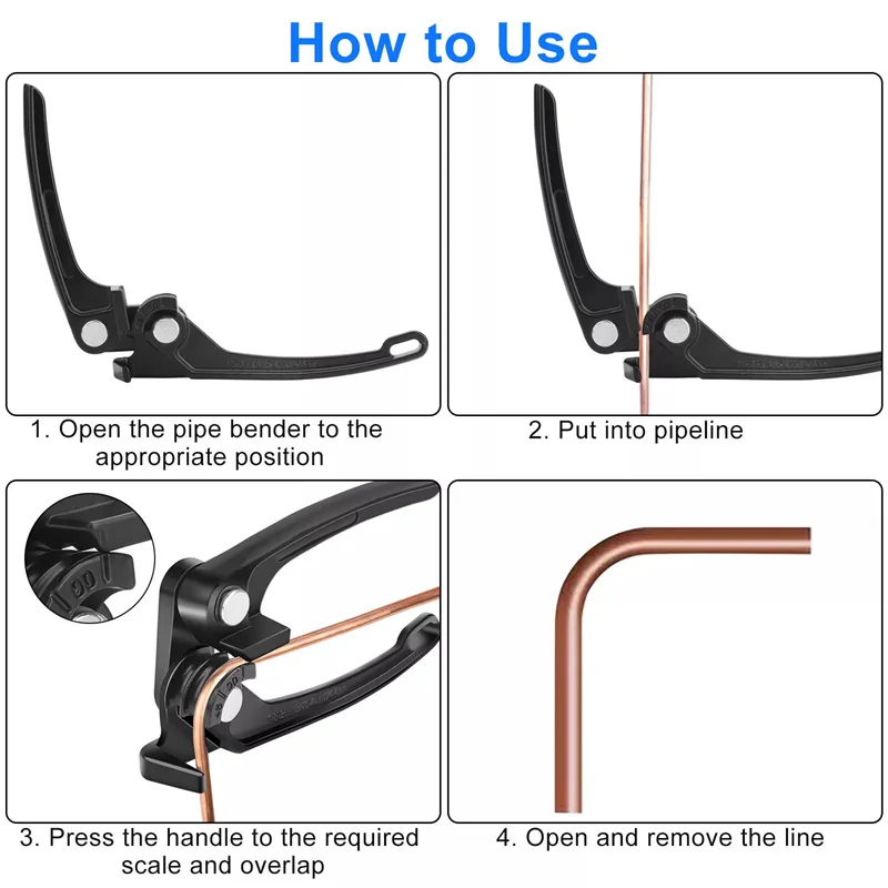 Piegatubi per tubi in rame, Piegatubi da 1/8 pollici, Utensile manuale per piegatubi per freni carburante 1/8 pollici 3/16 pollici 1/4 pollici, Piegatubi per tubi 3 in 1