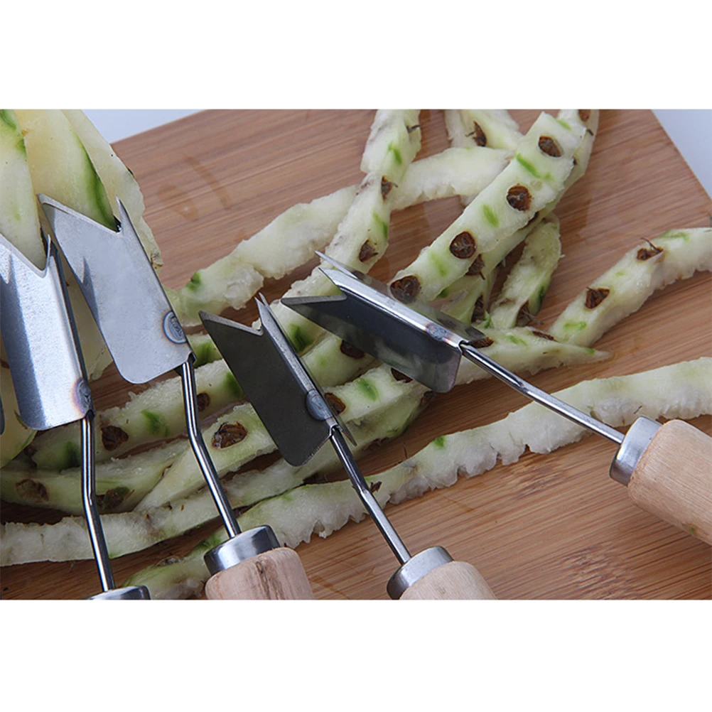 

7pcs Pineapple Peeler Stainless Steel Wood Handle Fruit Cutter Easy To Use Fast Peeling Non-Rust Outdoor Hiking Travel