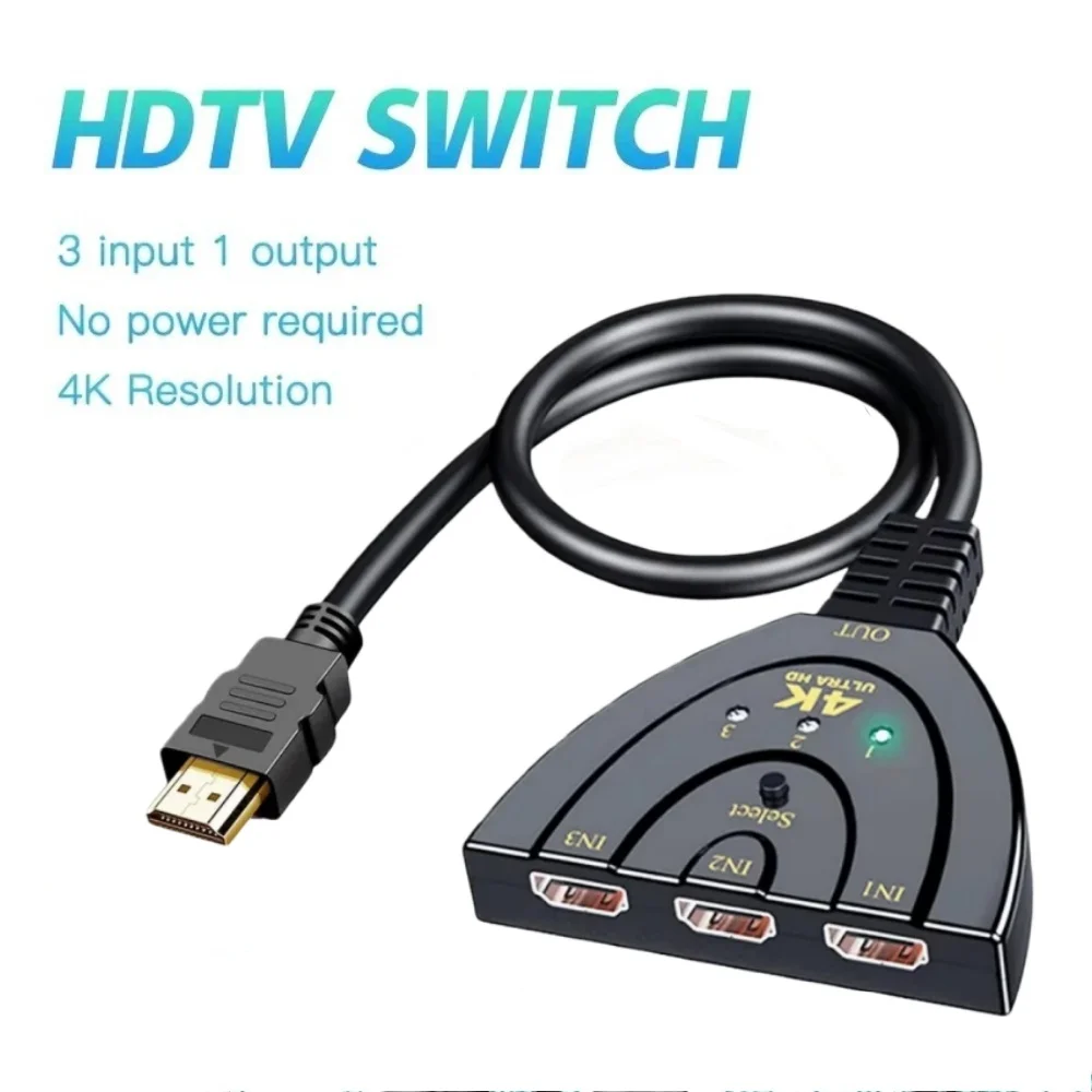 3 HDMI-compatible Ports In and 1 HDMI-compatible Out Full HD 1080P HDMI-compatible Switch 3D Image Display for PC Multi Media