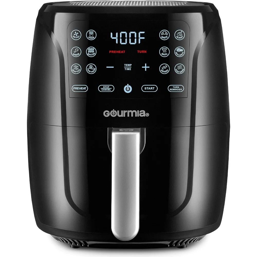 Gourmia Air Fryer Oven Digital Display 6 Quart Large AirFryer Cooker 12 1-Touch Cooking Presets, XL Air Fryer Basket 1500w Power