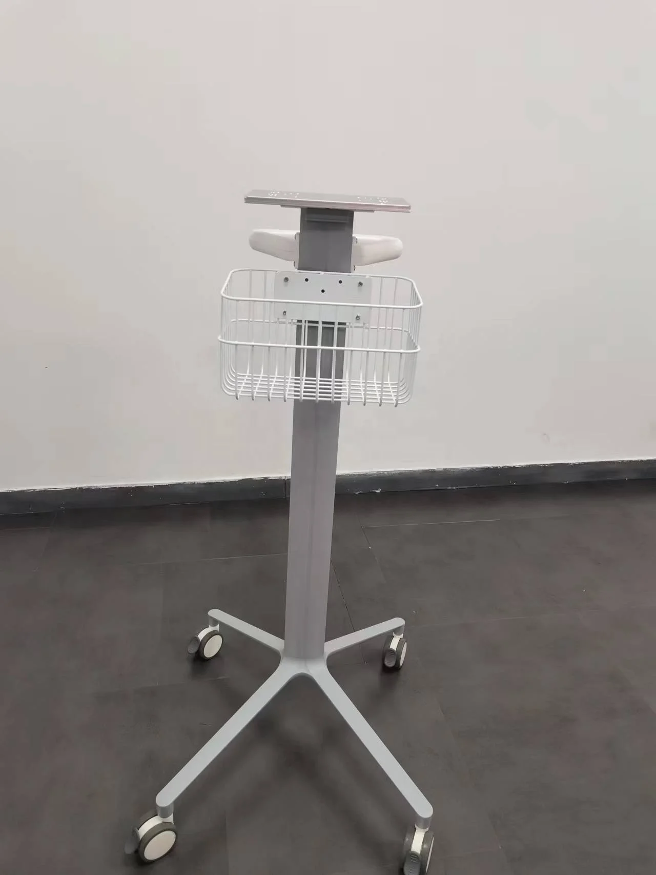 New medical ECG vital signs monitor cart cheap mobile stainless steel monitor trolley