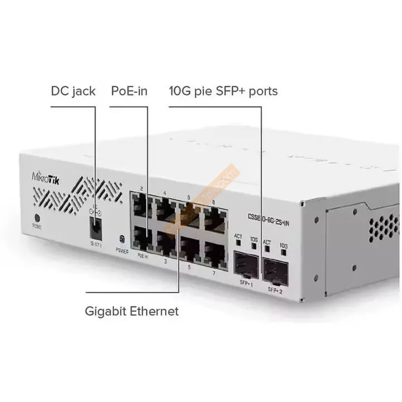 Mikrotik CSS610-8G-2S+IN Eight 1G Ethernet ports and two SFP+ ports for 10G fiber connectivity Intelligent Managed Switch