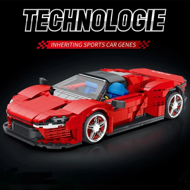 2022 Technical Car Ferra Daytona SP3 Model Building Block MOC Creative Racing Vehicle Supercar Set Bricks DIY Toys For Kids