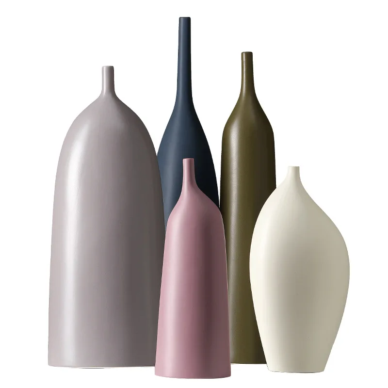 Nordic Minimalist Morandi Ceramic Vase Decorations, Entrance Soft Decorations