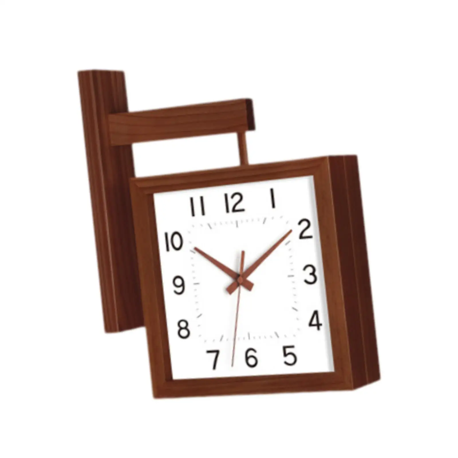 Wall Clock Numeric Marks Wooden Square Clock Decorative Corner Clock Double Sided Clock for Kitchen Dining Room Home Decoration