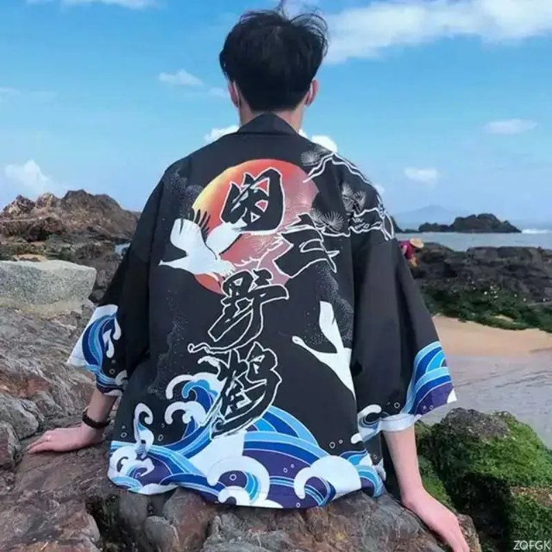 

3D Printed Kimono Shawl Two-dimensional Anime Summer Japanese Fashion Design Short-sleeved Top Cardigan
