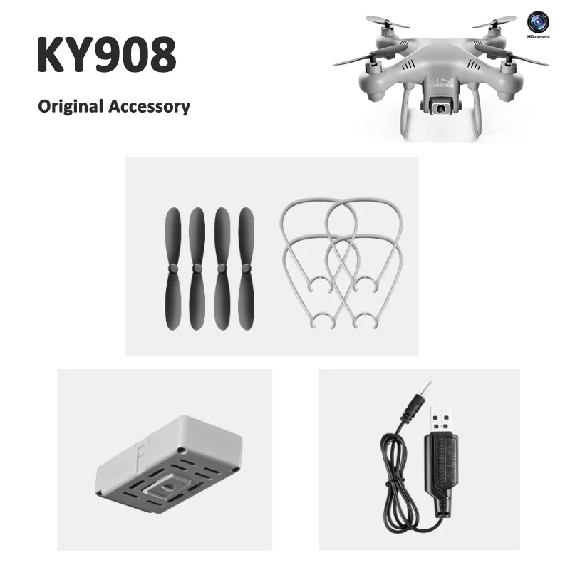 Original KY908 Mini Drone Spare Part Propeller Blade / Protective Frame / Battery / USB Charger Part KY908 Replacement Accessory