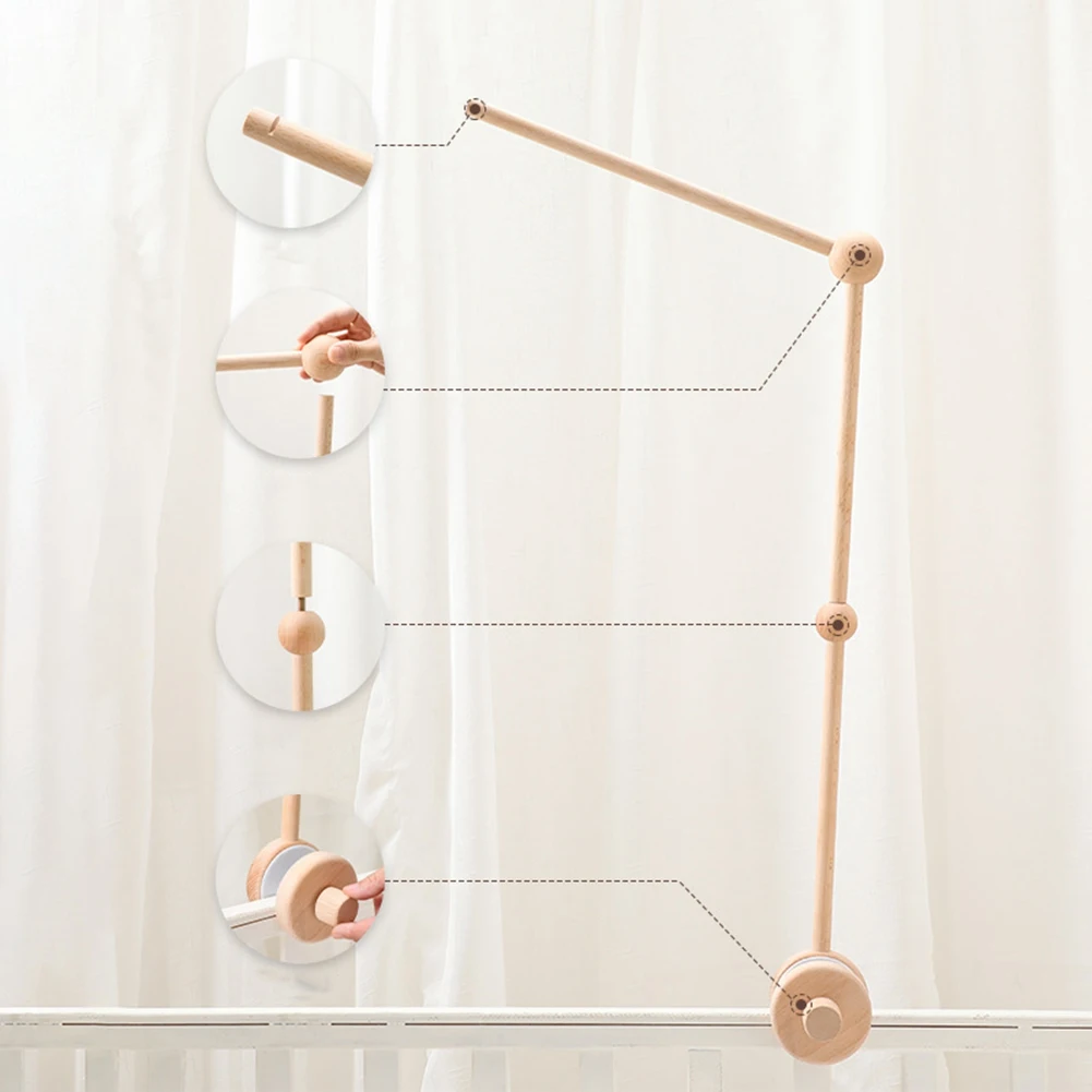 Crib Mobile ARM Rotating Wooden Mobile Arm for Crib Baby Mobile Hanger Nursery Mobile Stand for Crib