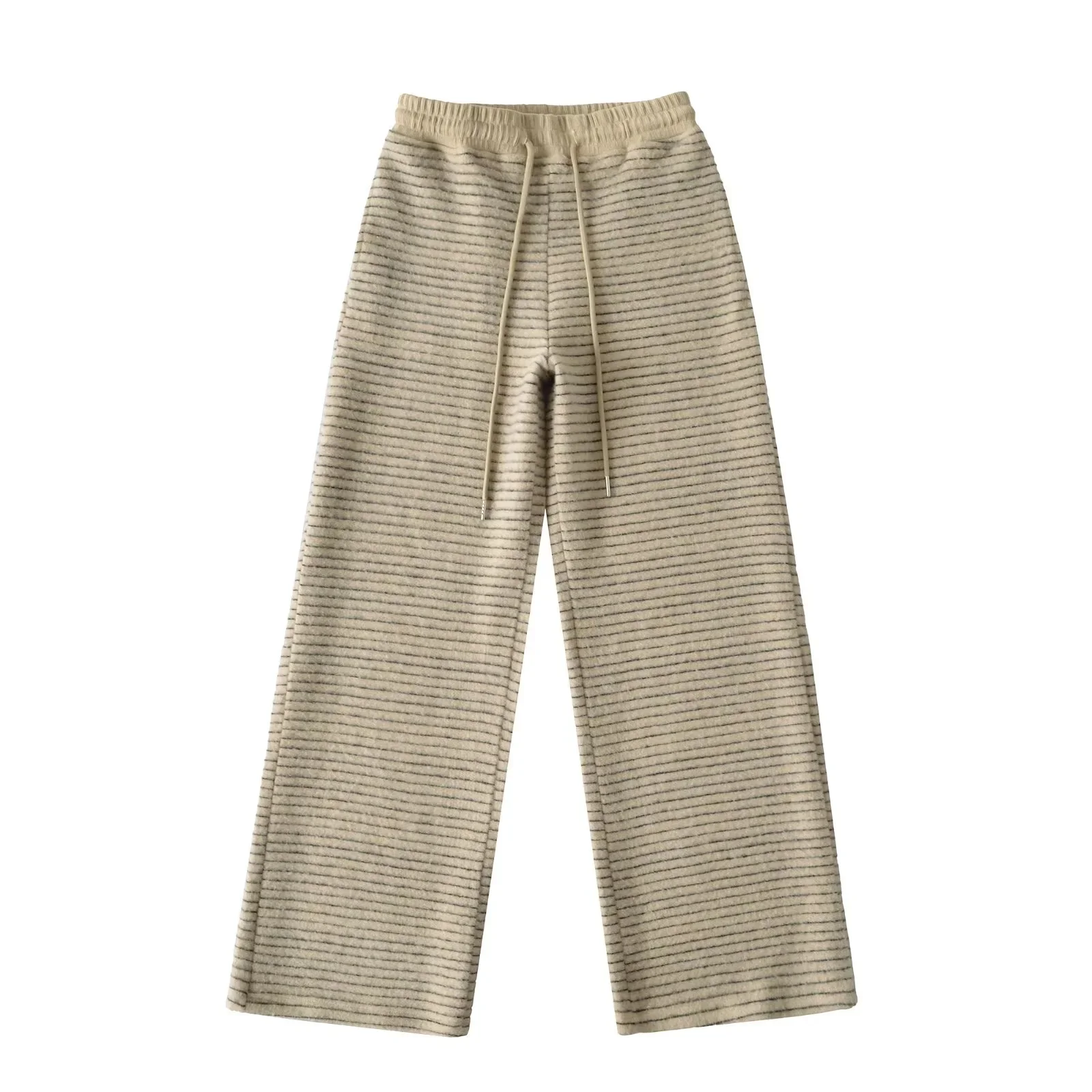 Amerikaanse Sle Gestreepte Wijde Pijpen Broek Hoge Taille Afslankende Casual Broek voor Vrouwen Rechte Cut Lange Broek Herfst Winter