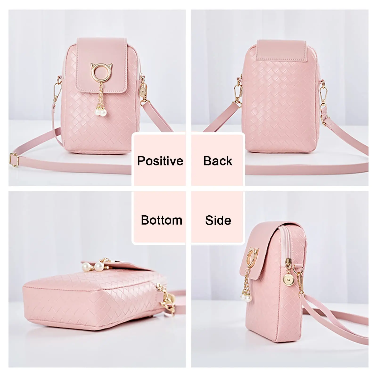 New Mobile Phone Bag Woven Pearl Tassel Cover-style Women's Bag One-shoulder Diagonal Bag