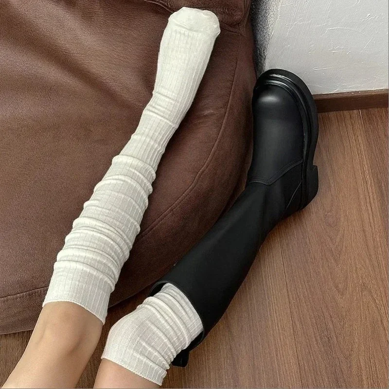 1/3 Paar Modische Kniestrümpfe für Damen, Einfarbig, Wärmeisolierend, Wadensocken, Fußwärmer, Herbst-Winter, Süßer JK-Stil Strümpfe – Detail 7