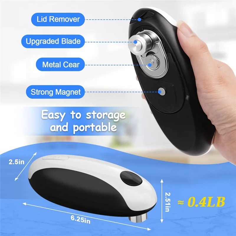 A99G-USB Rechargeable Can Opener Electric, Portable Kitchen Gadget For Fit All Can Sizes