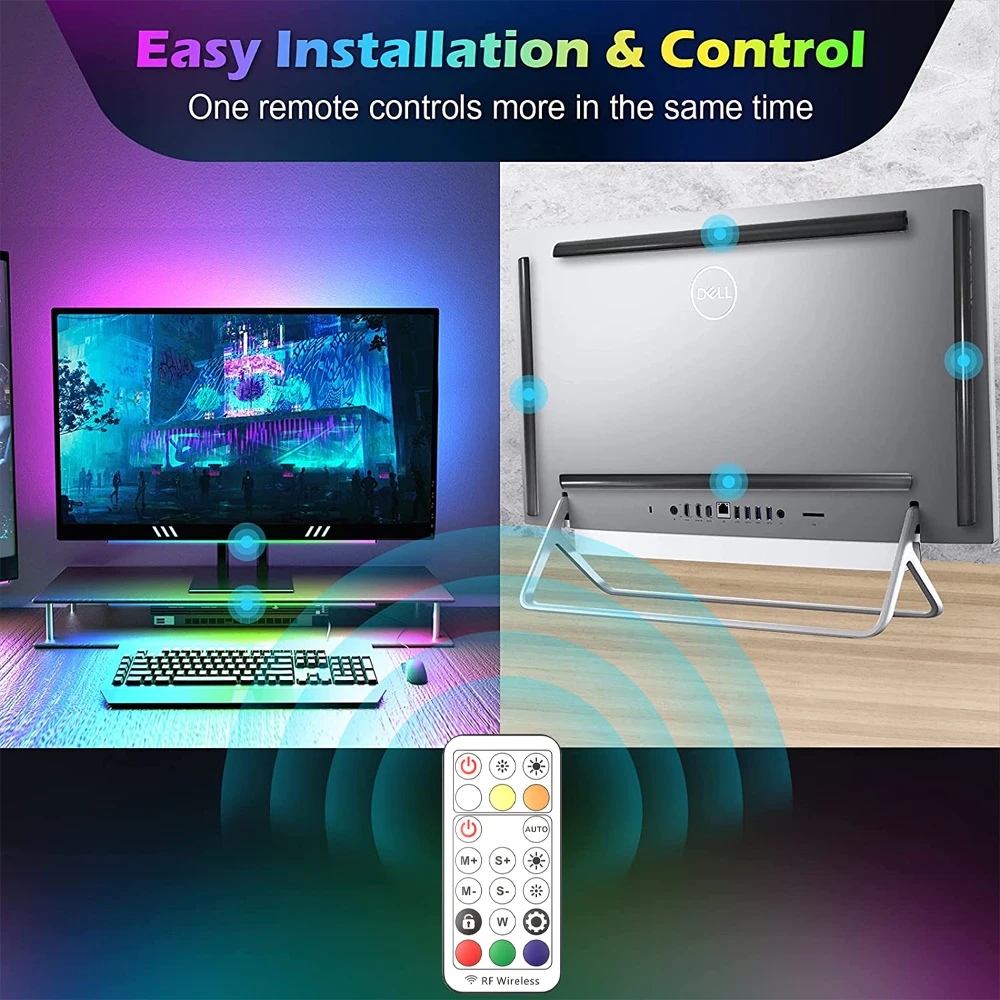 RGB, Controlo Remoto da Aplicação, Luz Noturna USB, Jogo, Computador, Desktop, Decoração, Barra de Luz LED com Display LED Bluetooth