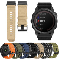 22 26mm Soft Nylon Canvas Quick Release Straps For Garmin Fenix 8 47mm/7 7X Pro/6X 6 Pro/5 5XPlus/tactix 8 AMOLED Watch Bands