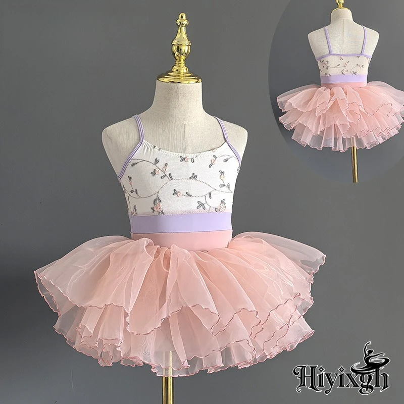 

Embroidered Dance Leotards Girl Dancewear Gymnastics Classical Ballet Dance Swimming and Yoga Practice Bodysuit and Tutu Skirts