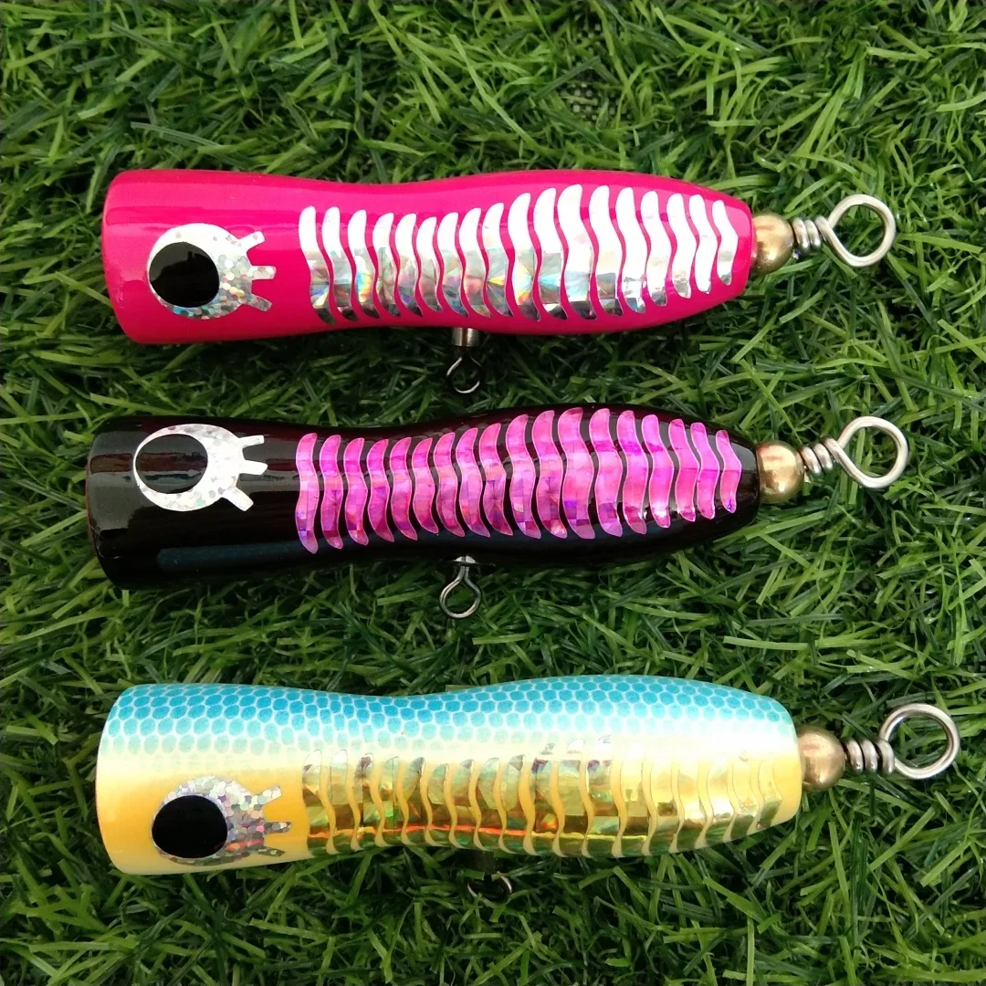 10cm 16g wood Floating Fishing Lures Artificial Hard Bait Topwater Poppers Fishing Lure Bass Pike Perch Black Popper Wobbler