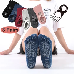 3 Pairs Backless Yoga Socks For Women Non-slip Low-Ankle Pilates Fingers Bandage Socks Solid Color Five Toe Floor Sport Socks