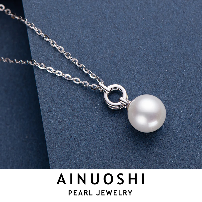 

AINUOSHI 7-7.5mm Freshwater Cultured Pearls Necklaces Simple Light Luxury Pearl Pendant Necklace For Women Ladies Jewelry Gift