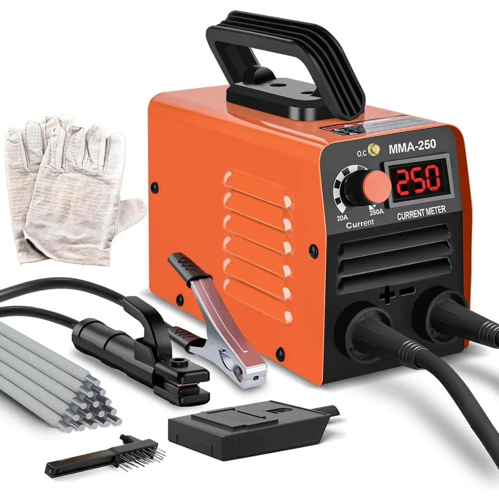 Mesin Las Mini Super, 110V 250A Portabel MMA untuk Pemula dengan Peralatan, Inverter IGBT