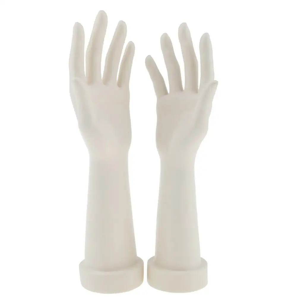 Female Mannequin Hands Left Right Plastic White Model Jewelry Base for Rings Bangles Craft Showcase