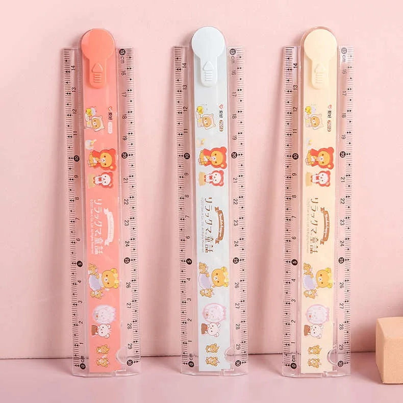 

AIHAO 75012 Rilakkuma 15/30CM Folded Ruler Plastic Geometry Maths Square Drawing Stationery Angle Rulers School Supplies Kawaii