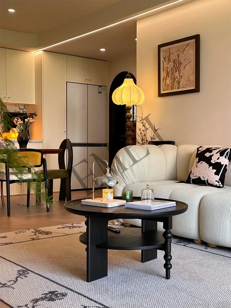 Pear Floor Lamp Mid-Ancient Solid Wood Printed Fabric Lamp in the Living Room Japanese Entry Lux Atmosphere